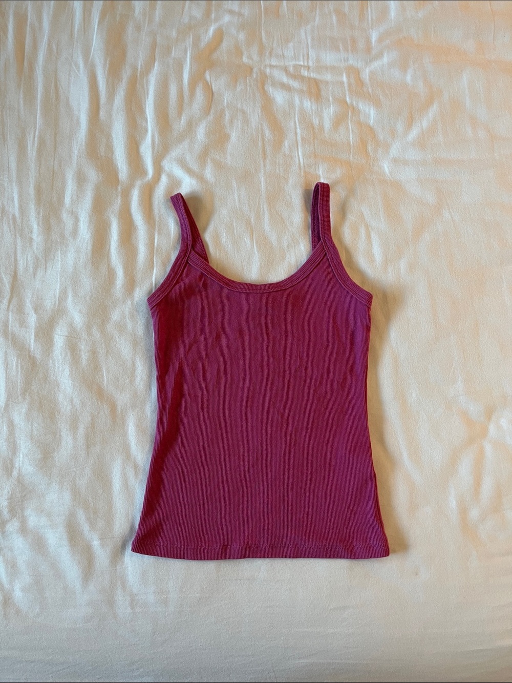 Aritzia TNA homestretch cotton Ribbed Tank in Berry Pink